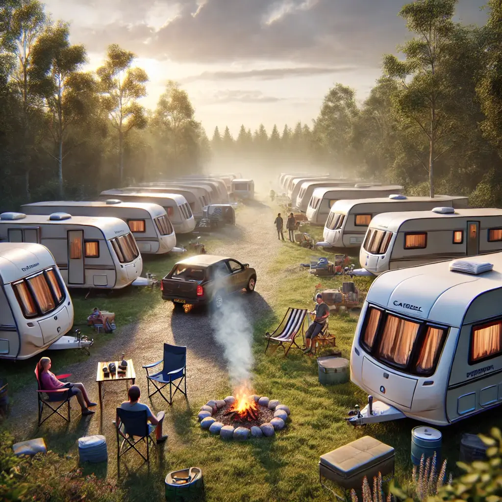 Ilustración sobre un camping de caravanas